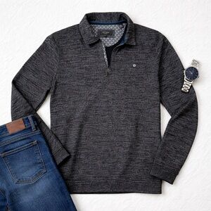 Ted Baker Men’s Quarter Zip Pullover Sweater Charcoal Grey | Medium (Size 2)